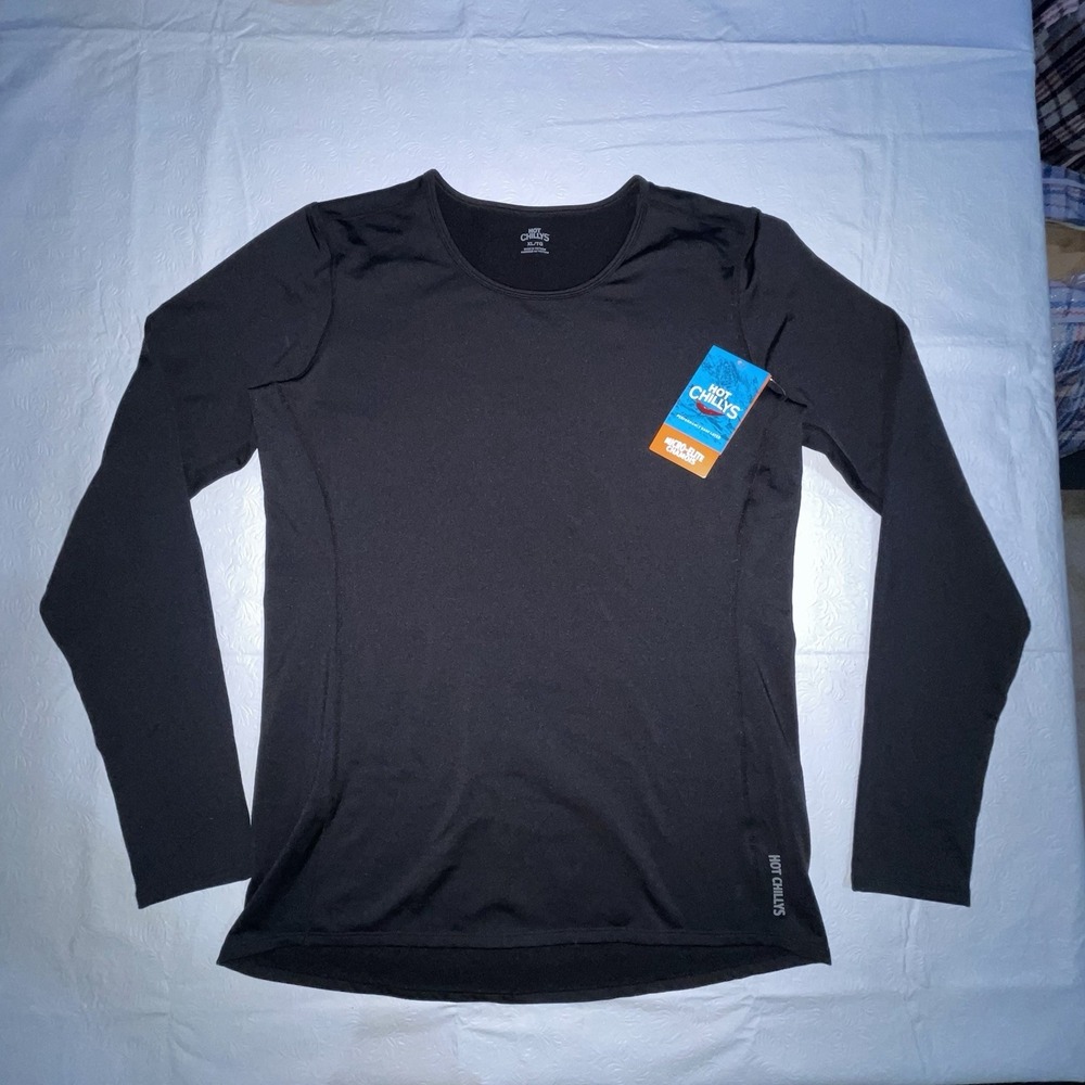Hot Chilly's Chamois Crew Micro Elite Thermal Base Layer Pullover Black Top XL